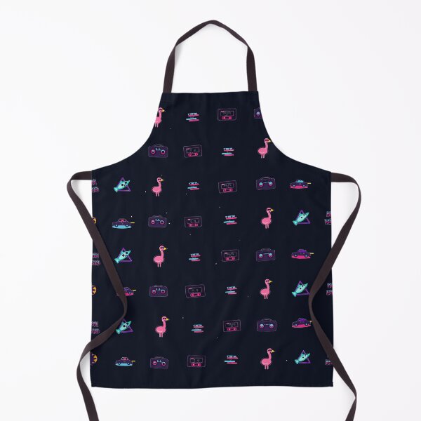 Item preview, Retrowave Mega Mix 80s Synthwave Cassette Flamingo Micro Icon Seamless Pattern designed and sold by KungPowUnicorn.
