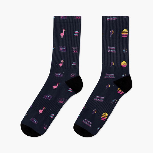 Item preview, Retrowave Mega Mix 80s Synthwave Cassette Flamingo Micro Icon Seamless Pattern designed and sold by KungPowUnicorn.
