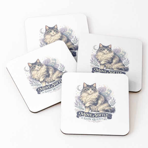 Item preview, Move Softly Glow Quietly Celestial Cat Moon Stars Cottagecore Art designed and sold by inkoutninja.