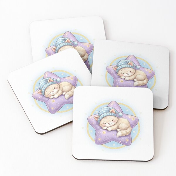 Item preview, Sleeping star kitten – gentle dream night designed and sold by Herzbaumatelier.