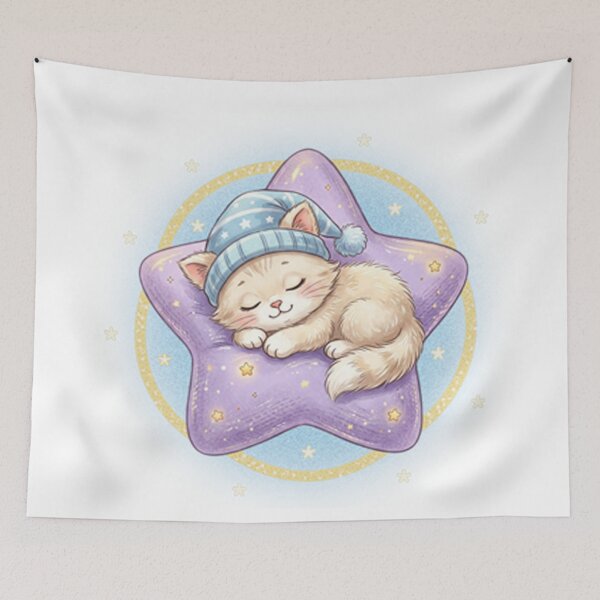 Item preview, Sleeping star kitten – gentle dream night designed and sold by Herzbaumatelier.
