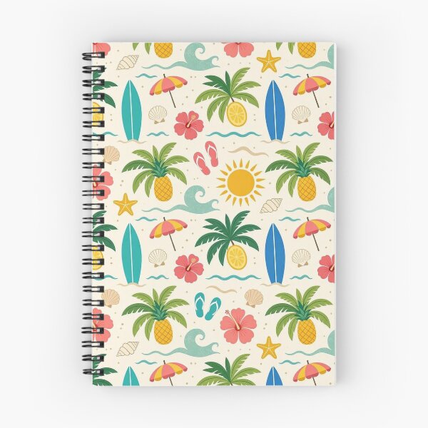 Item preview, Tropical Beach Summer Seamless Pattern - Cute Vintage Surf & Palm Trees Art designed and sold by ZanyPaintbrush.