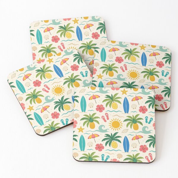 Artikelvorschau, Nahtloses Tropisches Strand-Sommermuster – Niedliches Vintage-Surf- und Palmenmotiv entworfen und verkauft von ZHD Home Decor - Apparel - Accessories.