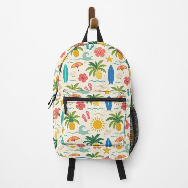 Item preview, Tropical Beach Summer Seamless Pattern - Cute Vintage Surf & Palm Trees Art designed and sold by ZanyPaintbrush.