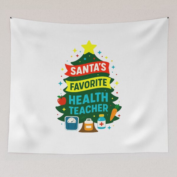 Item preview, ✨Santa’s Favorite ⭐ Health Teacher ⭐ – Wellness & Wisdom Edition designed and sold by WheelieGdArt.