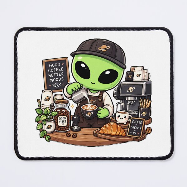 Item preview, Cute Kawaii Alien Barista | Coffee Lover & Good Vibes designed and sold by fedetrev.