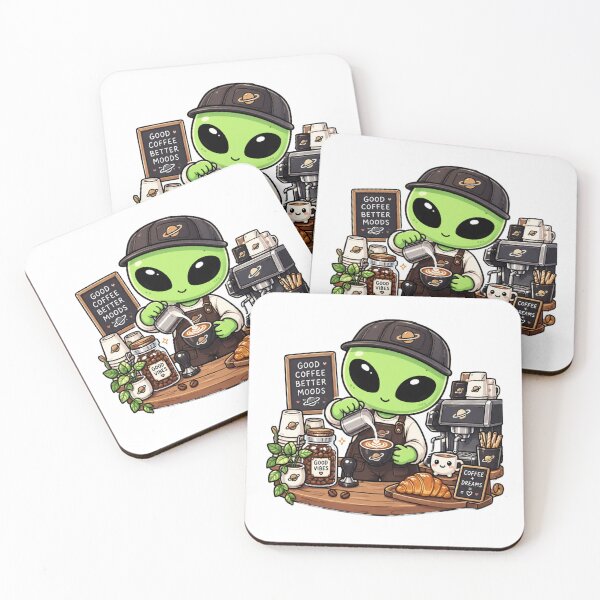 Item preview, Cute Kawaii Alien Barista | Coffee Lover & Good Vibes designed and sold by fedetrev.