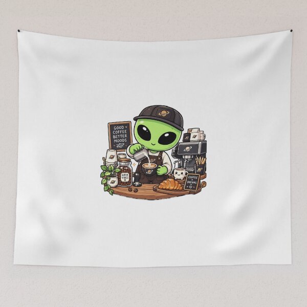 Item preview, Cute Kawaii Alien Barista | Coffee Lover & Good Vibes designed and sold by fedetrev.