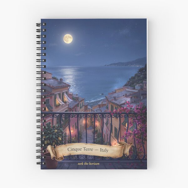 Item preview, Cinque Terre Moonlit Balcony Streetscape — Romantic Mediterranean Night Art designed and sold by stickercuffs.