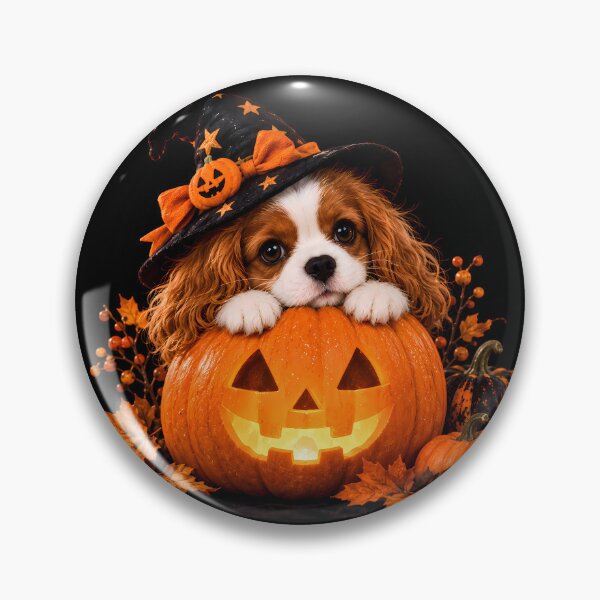 Item preview, Halloween Cavalier King Charles Spaniel in Glowing Pumpkin designed and sold by ManJiangHong.