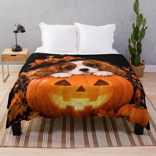 Item preview, Halloween Cavalier King Charles Spaniel in Glowing Pumpkin designed and sold by ManJiangHong.