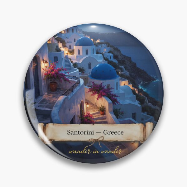 Item preview, Santorini Moonlit Balcony Streetscape — Romantic Mediterranean Night Art designed and sold by stickercuffs.