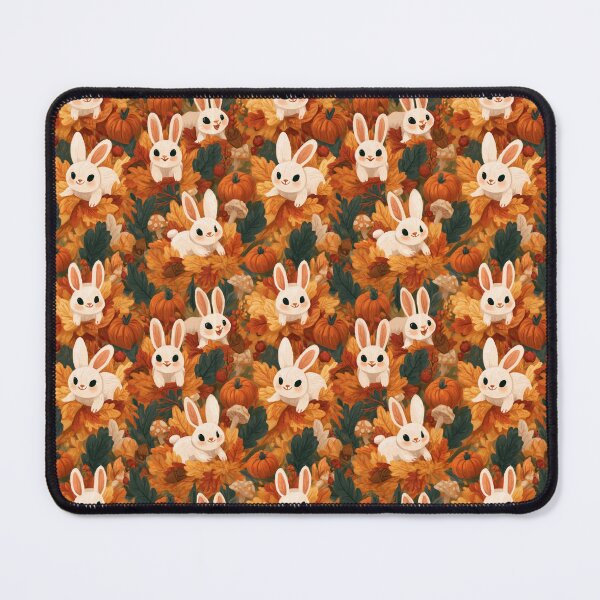 Item preview, Whimsical Bunny Autumn Leaves Pumpkin Fall Pattern designed and sold by NicolasGlowArt.