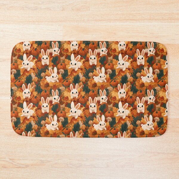 Item preview, Whimsical Bunny Autumn Leaves Pumpkin Fall Pattern designed and sold by NicolasGlowArt.