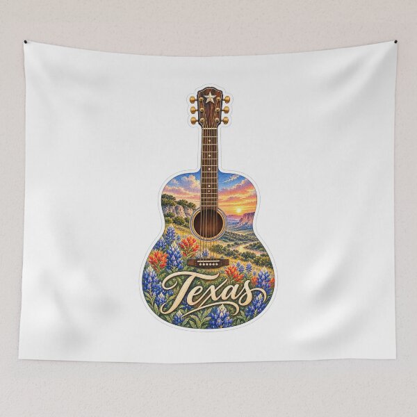 Item preview, Texas Bluebonnet Sunset Guitar designed and sold by Whimspired By Paxx.