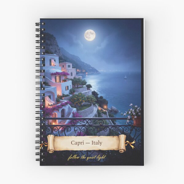 Item preview, Capri Moonlit Balcony Streetscape — Romantic Mediterranean Night Art designed and sold by stickercuffs.