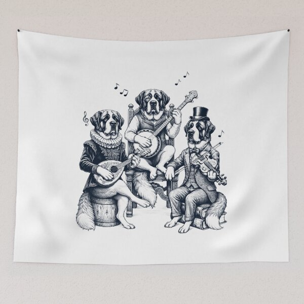 Item preview, Amante de los perros y los instrumentos musicales vintage de San Bernardo designed and sold by dian-rody-crest.