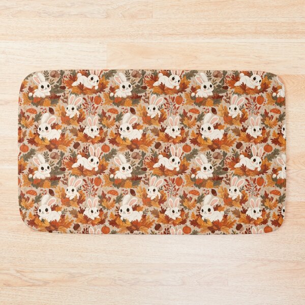 Item preview, Kawaii Bunny Rabbit Fall Leaves Autumn Pattern designed and sold by NicolasGlowArt.