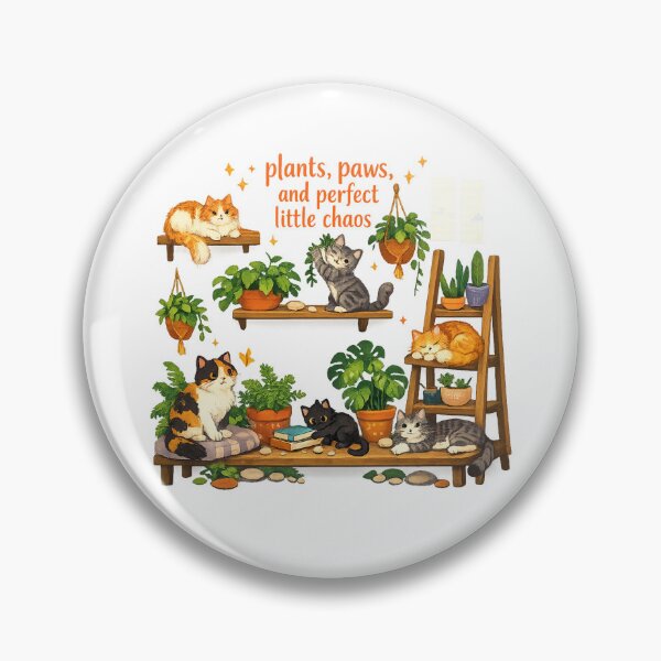 Item preview, Plants Paws and Perfect Little Chaos Cute Cats Houseplants Cottagecore Art designed and sold by inkoutninja.