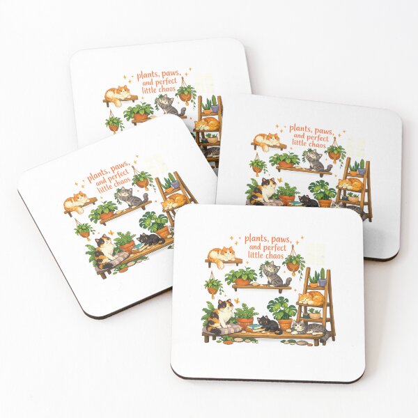 Item preview, Plants Paws and Perfect Little Chaos Cute Cats Houseplants Cottagecore Art designed and sold by inkoutninja.