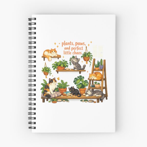 Item preview, Plants Paws and Perfect Little Chaos Cute Cats Houseplants Cottagecore Art designed and sold by inkoutninja.