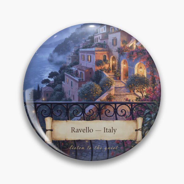 Item preview, Ravello Moonlit Balcony Streetscape — Romantic Mediterranean Night Art designed and sold by stickercuffs.
