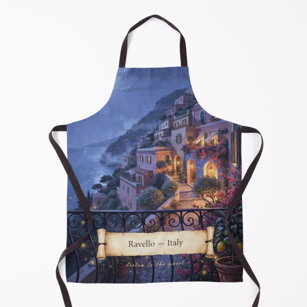 Item preview, Ravello Moonlit Balcony Streetscape — Romantic Mediterranean Night Art designed and sold by stickercuffs.