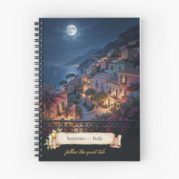 Item preview, Sorrento Moonlit Balcony Streetscape — Romantic Mediterranean Night Art designed and sold by stickercuffs.