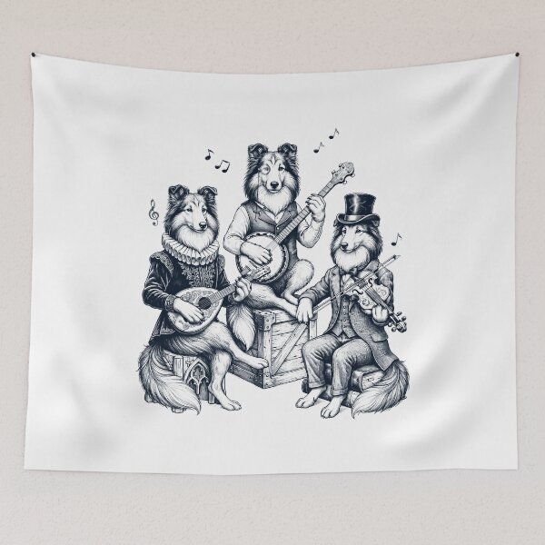 Item preview, Vintage Shetland Sheepdog Music Instrument Dog Lover designed and sold by dian-rody-crest.