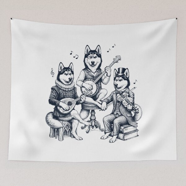 Item preview, Vintage Siberian Husky Music Instrument Dog Lover designed and sold by dian-rody-crest.