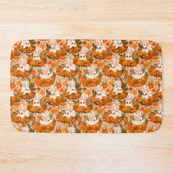 Item preview, Cute Bunny Fall Leaves Pumpkin Seamless Pattern designed and sold by NicolasGlowArt.