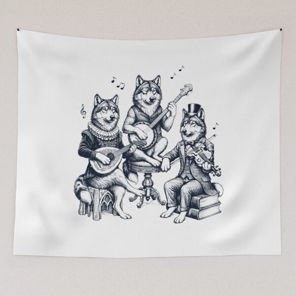 Item preview, Vintage Wolf Music Instrument Animal Lover designed and sold by dian-rody-crest.