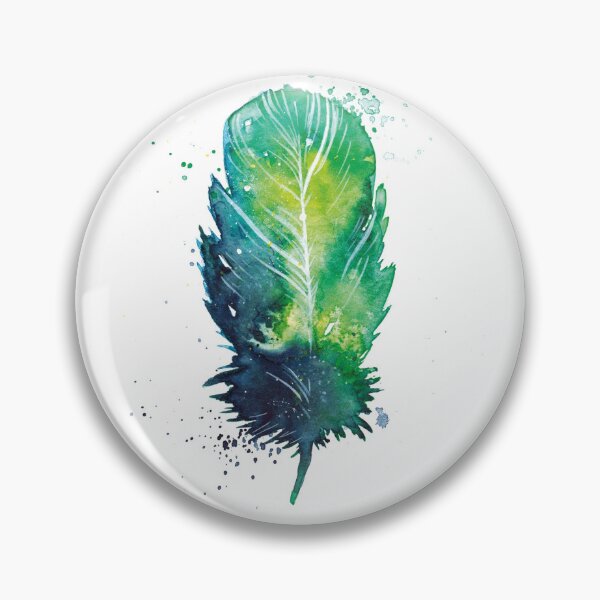 Item preview, Watercolour green feather bird painting  designed and sold by CrazyCatx.