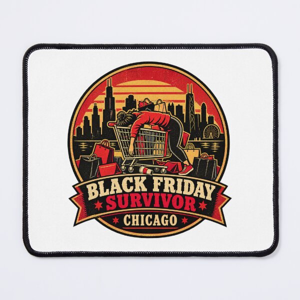 Item preview, Black Friday Survivor Chicago Shirt – Funny Shopping Retro Badge Design designed and sold by Globalcitytees.