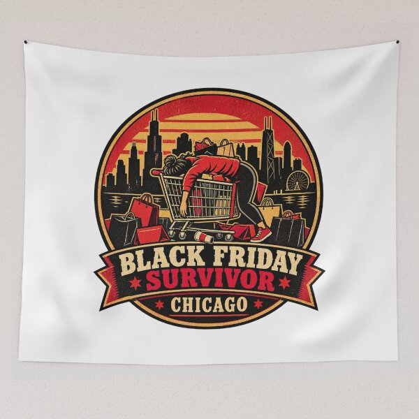 Artikelvorschau, Chicago-Shirt für Black-Friday-Überlebende – Lustiges Retro-Shopping-Abzeichen-Design entworfen und verkauft von Globalcitytees.