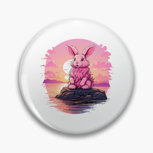Item preview, Fluffy Pink Bunny Watching Sunset On A Rock designed and sold by arlitoickerson.