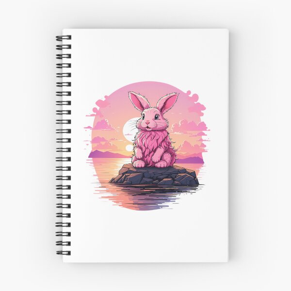 Item preview, Fluffy Pink Bunny Watching Sunset On A Rock designed and sold by arlitoickerson.
