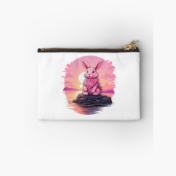 Item preview, Fluffy Pink Bunny Watching Sunset On A Rock designed and sold by arlitoickerson.