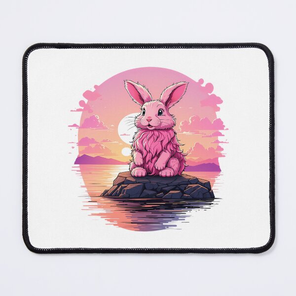 Item preview, Fluffy Pink Bunny Watching Sunset On A Rock designed and sold by arlitoickerson.