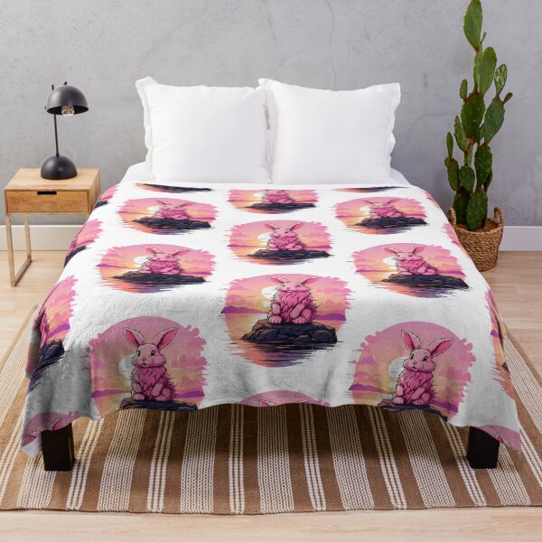 Item preview, Fluffy Pink Bunny Watching Sunset On A Rock designed and sold by arlitoickerson.