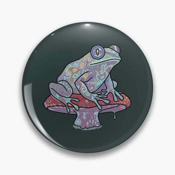 Item preview, Psychedelic Frog on Mushroom Trippy Cottagecore Art designed and sold by LeshanArt.