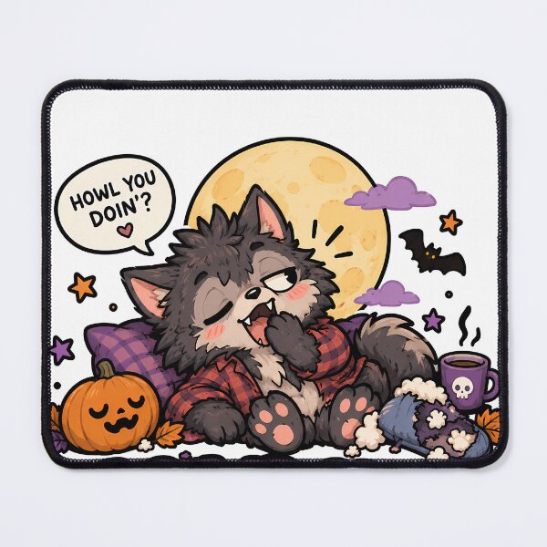 Item preview, Groovy Retro Howl You Doin - Funny Halloween Cute Werewolf designed and sold by ianm1028.