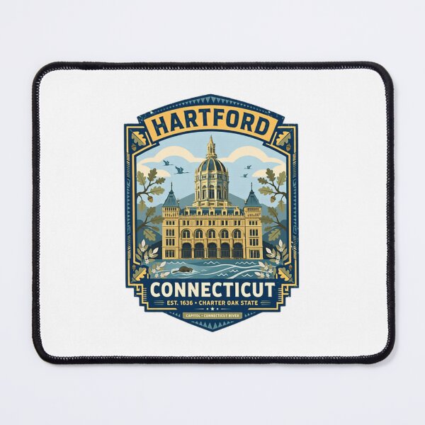 Item preview, Hartford Connecticut Est. 1636 Charter Oak State Capitol Connecticut River Resident Travel Souvenir designed and sold by Star3NowForMe.