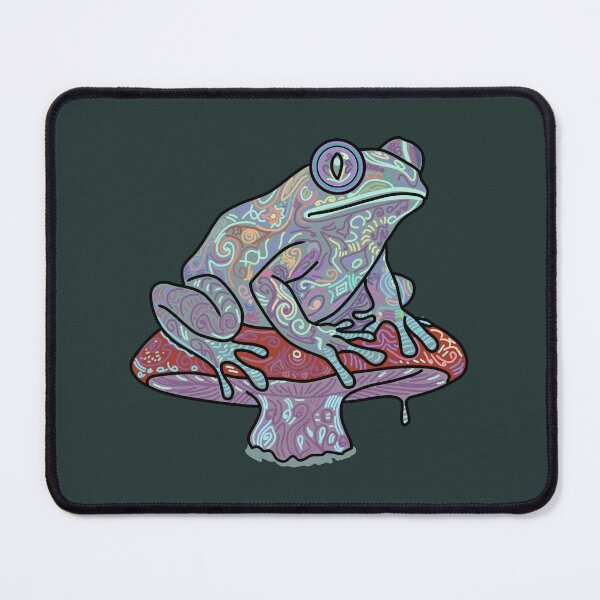 Item preview, Psychedelic Frog on Mushroom Trippy Cottagecore Art designed and sold by LeshanArt.