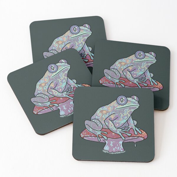 Item preview, Psychedelic Frog on Mushroom Trippy Cottagecore Art designed and sold by LeshanArt.