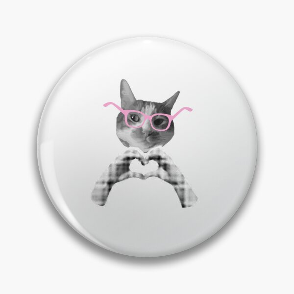 Item preview, Cat Wearing Glasses Heart Hands Feline Lover designed and sold by SkeletonsDanger.