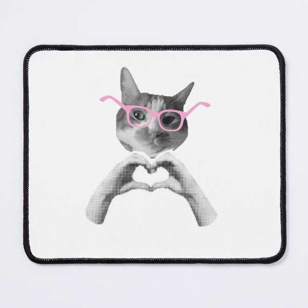 Item preview, Cat Wearing Glasses Heart Hands Feline Lover designed and sold by SkeletonsDanger.