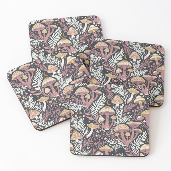 Item preview, Mystic Mushrooms and Ferns in the Retro Night designed and sold by Pattique.