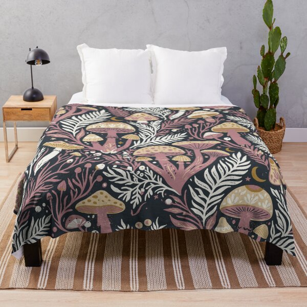 Item preview, Mystic Mushrooms and Ferns in the Retro Night designed and sold by Pattique.