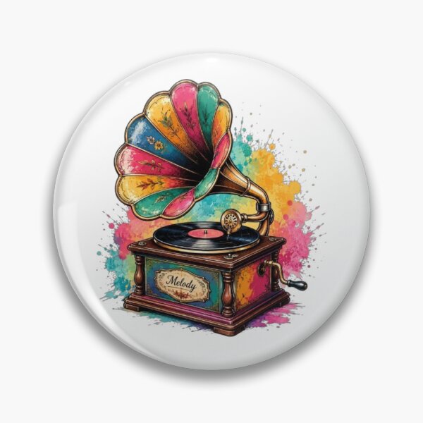 Item preview, Vibrant Colorful Vintage Gramophone Watercolor Art – Retro Melody Vinyl Record Player Graphic designed and sold by LarkLeaf.